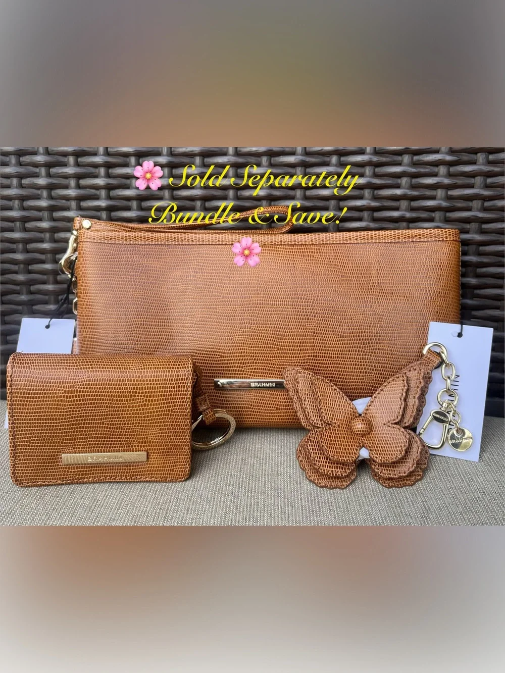 NWT Brahmin Kayla in TOBACCO ALL OVER LIZARD Clutch